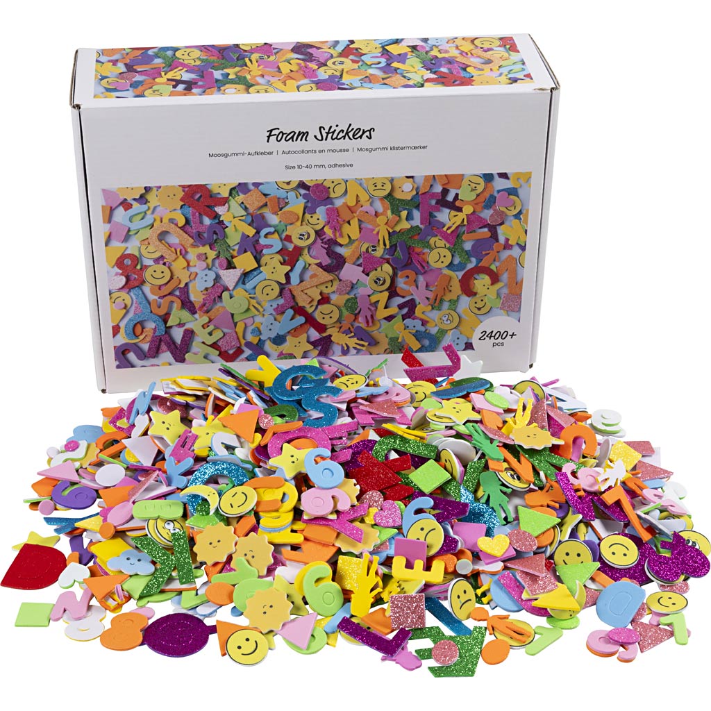Foam Stickers - Emojis geometric shapes letters and numbers (2640 Pack)