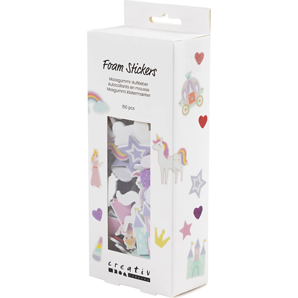 Foam Stickers - Heart Princess Unicorn 13-50mm (150 Pack)
