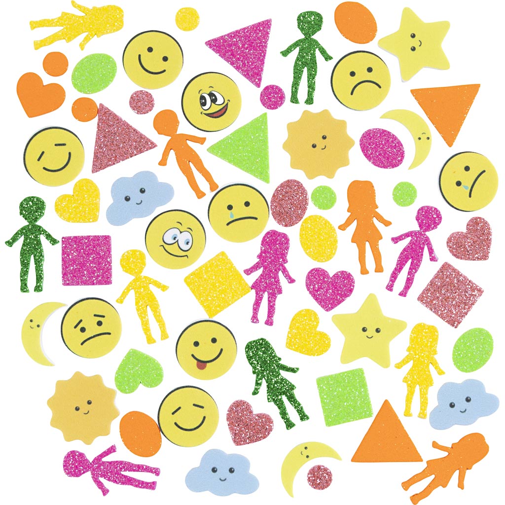 Foam Stickers - Geometry People Smileys 10-40mm (175 Pack)