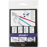 Shrink plastic sheets with motifs