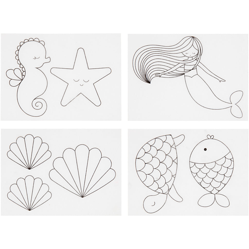 Shrink plastic sheets with motifs