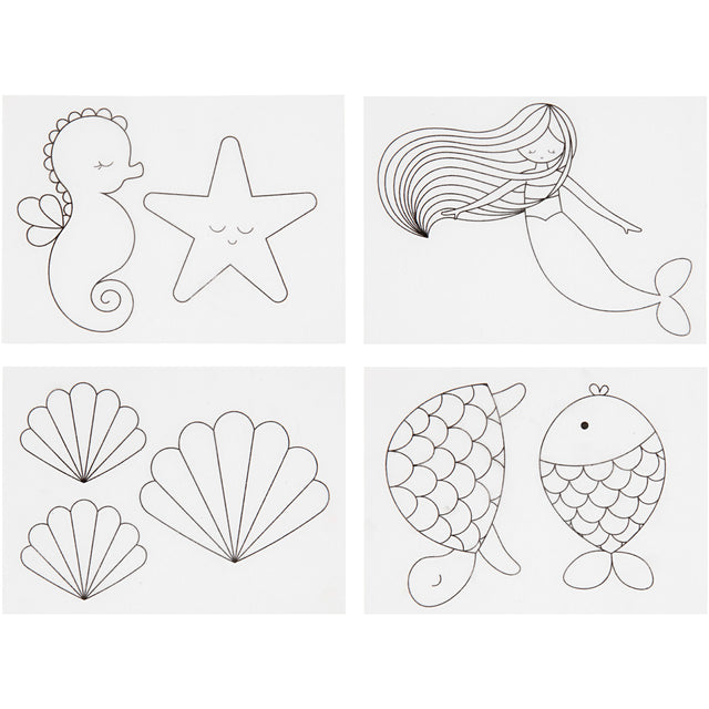 Shrink plastic sheets with motifs
