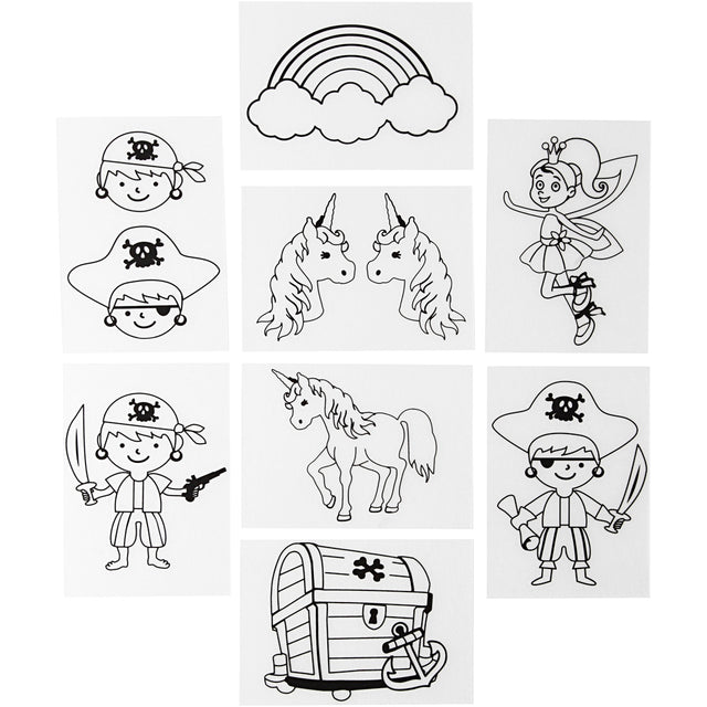 Shrink plastic sheets with motifs