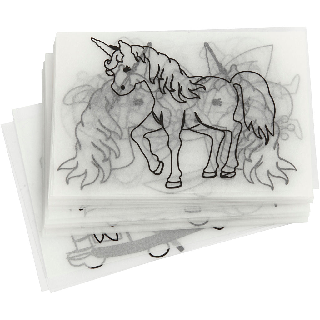 Shrink plastic sheets with motifs