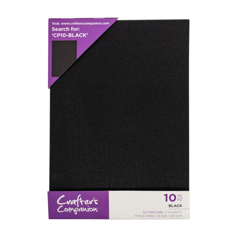 Crafter's Companion Glitter Card 10 Pack - Black