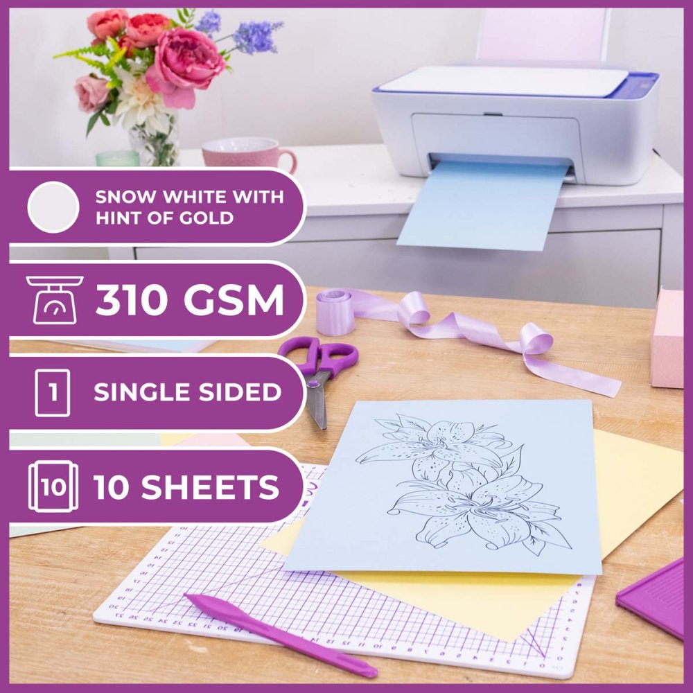 Centura Pearl A4 Card 10 Pack - Snow White with Hint of Gold