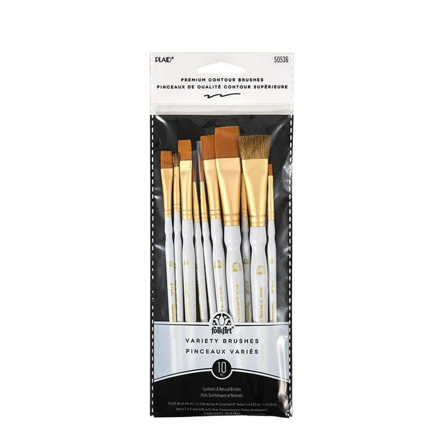 Folkart Brush Set - Artist Variety Set (10 Pcs)