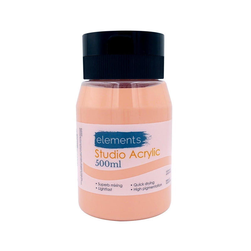Elements 500ml Studio Acrylic Paint Salmon Pink