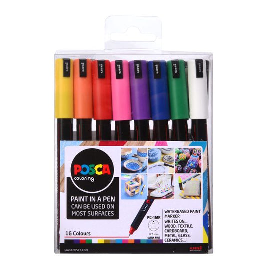 POSCA Extra Fine PC-1M Art Paint Marker Pens Pack of 2 Drawing Poster  Coloring Markers Black & White Metal Glass Stone Canvas -  Sweden
