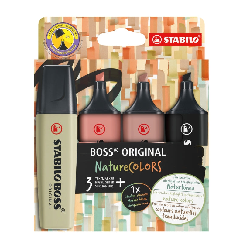STABILO Boss Highlighters - NatureCOLORS (Pack of 4)