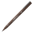 A brown Uni Pin Pro Line fine line marker pen with a silver cap, shown diagonally on a plain white background.