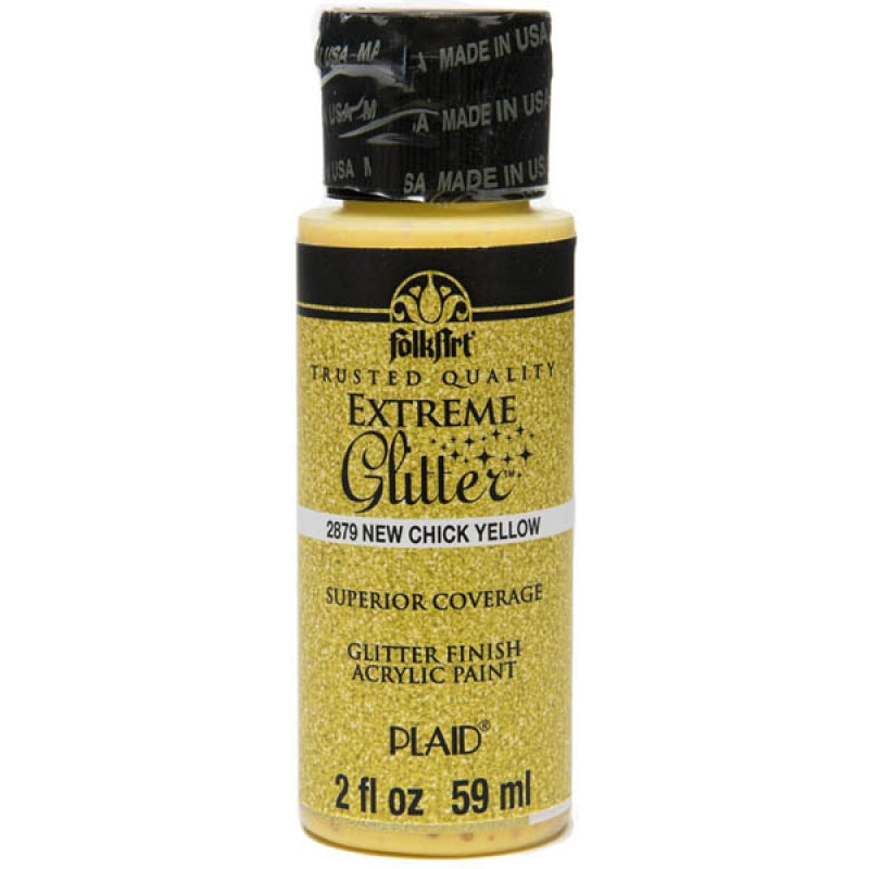 FolkArt Extreme Glitter Acrylic Paint 59ml - New Chick Yellow