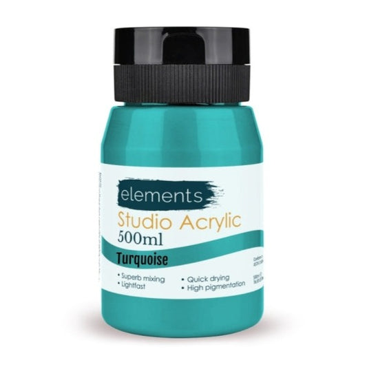 Elements 500ml Acrylic Paint Turquoise