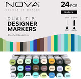 Nova Sketch Dual Tip Alcohol Markers - Nature (24 Pack)
