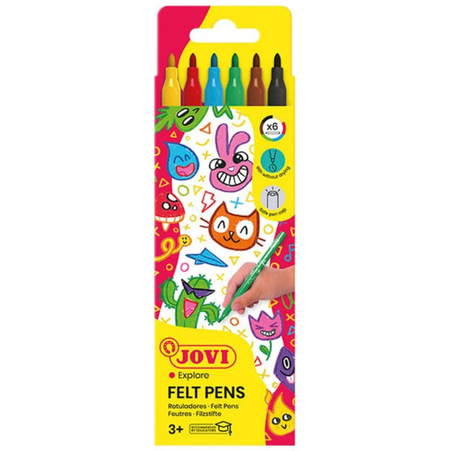 Jovi Medium Felt Tip Pens (Set of 6 Assorted Colours)
