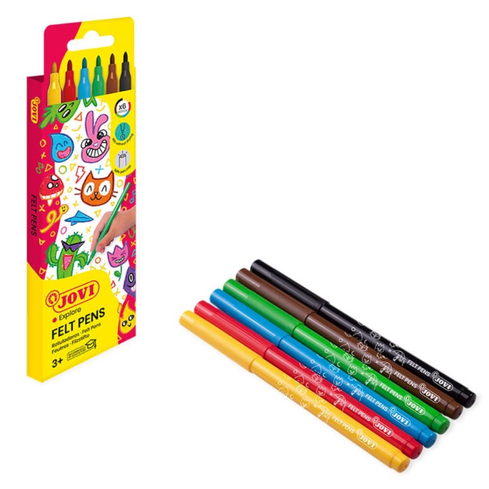 Jovi Medium Felt Tip Pens (Set of 6 Assorted Colours)