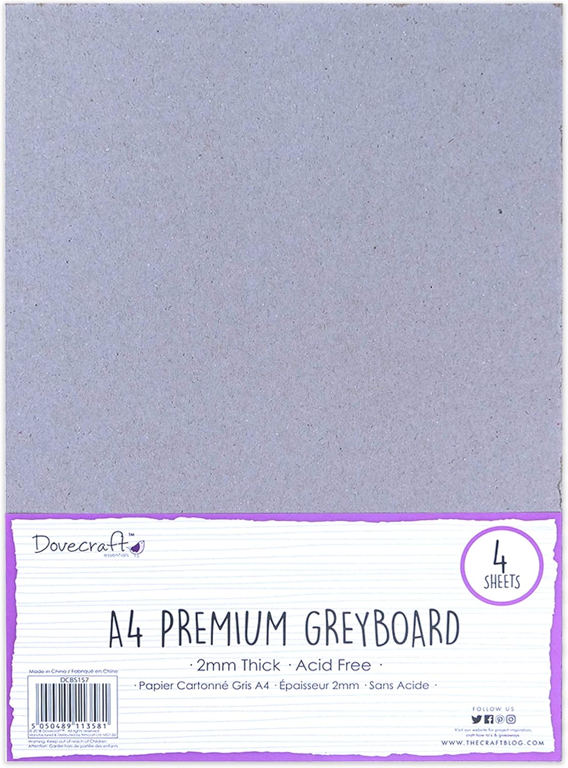 Dovecraft A4 Premium Greyboard (4 Sheets)