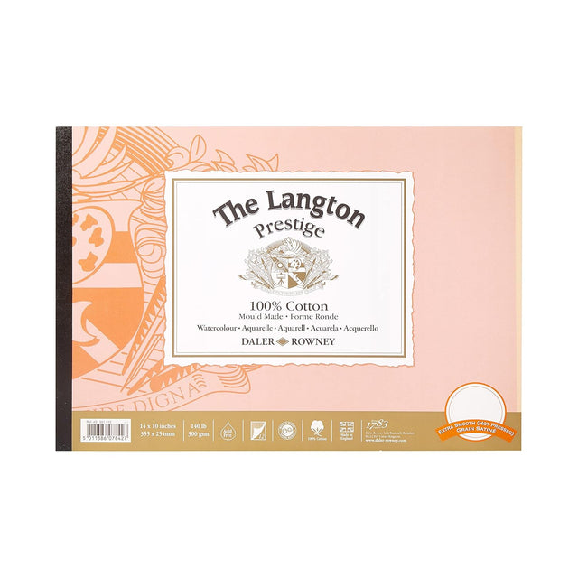 Langton Prestige Hot-Pressed Watercolour 300gsm Pad 14x10in