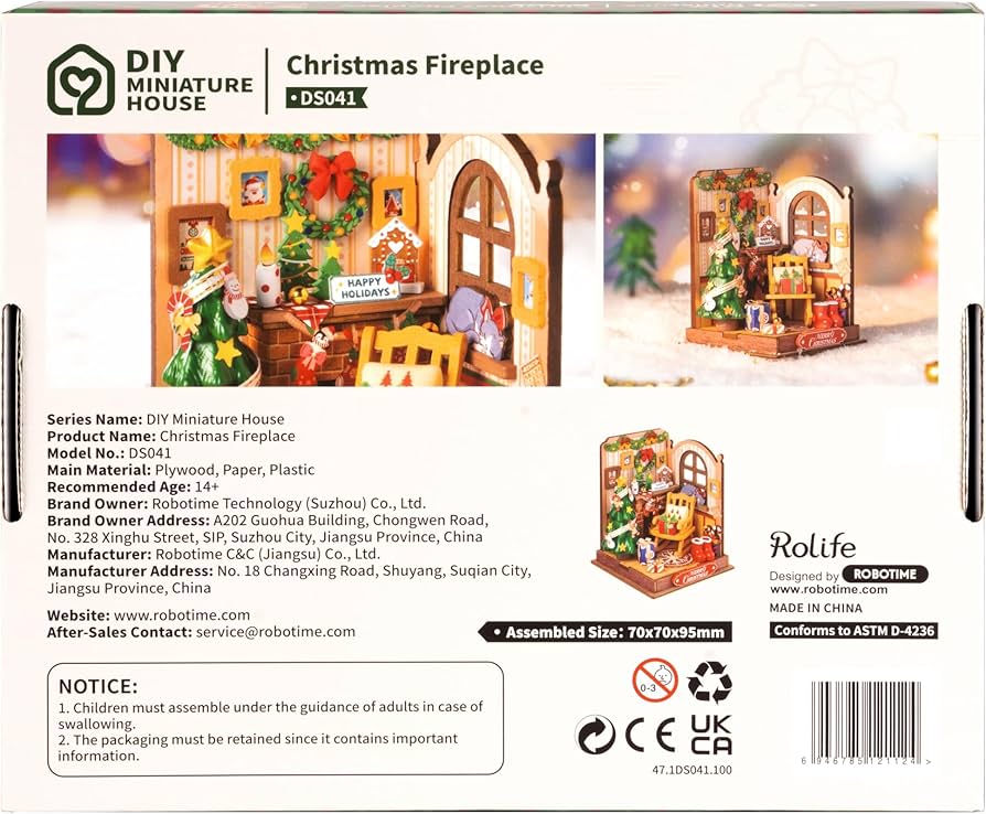 DIY Miniature Wooden Dollhouse - Christmas Fireplace