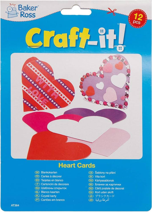 Baker Ross Heart Shape Greeting Cards (Pack of 12) 