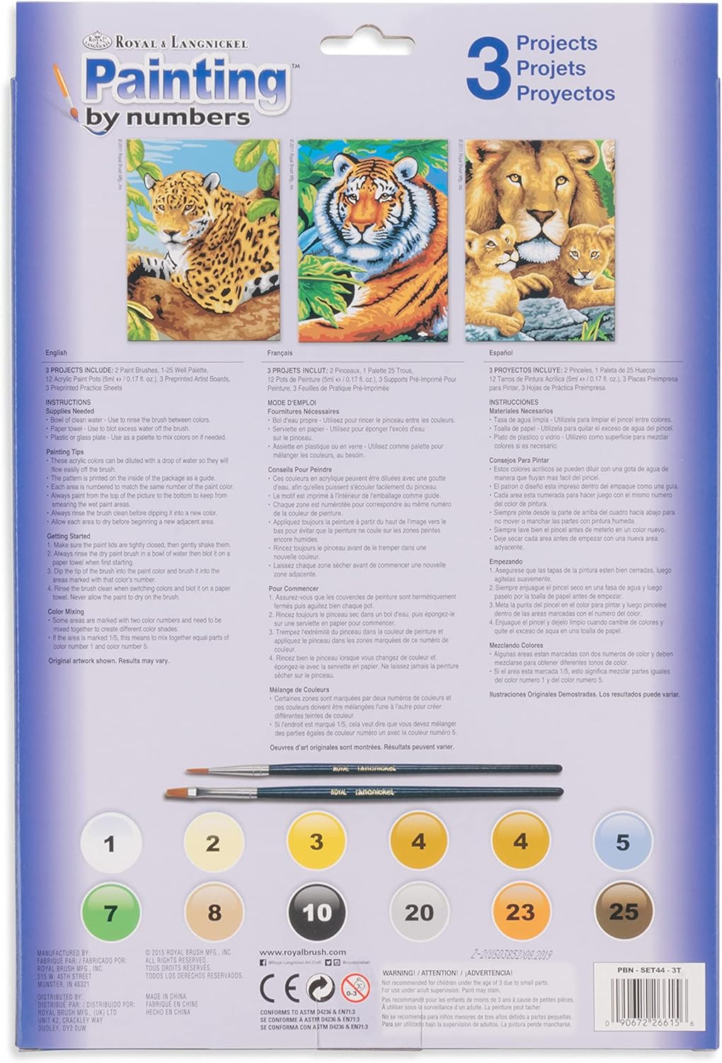 3 Piece Paint By Numbers Junior Jungle Cats Set