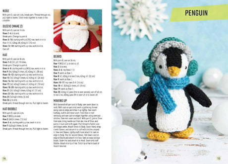 A printed knitting pattern page from a book showing the 'Penguin' sock pattern, with text instructions, a small black-and-white sock, and a knitted yellow-and-white sock on a white background.