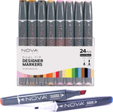 Nova Designer Dual Tip Alcohol Markers - Social Blends (24 Pack)