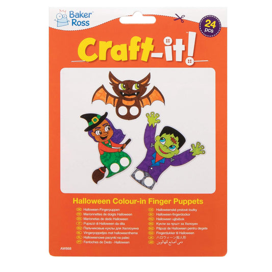 Halloween Colour-in Finger Puppets (Pack of 24)