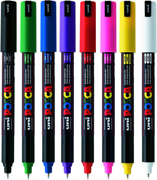 Posca PC-1MR Ultra Fine Paint Markers Wallet Of 8 Standard Colours