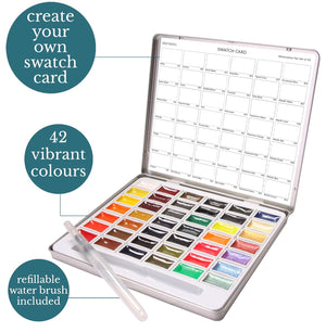 Elements Watercolour Paint Set - 42 Premium Watercolour Whole Pans