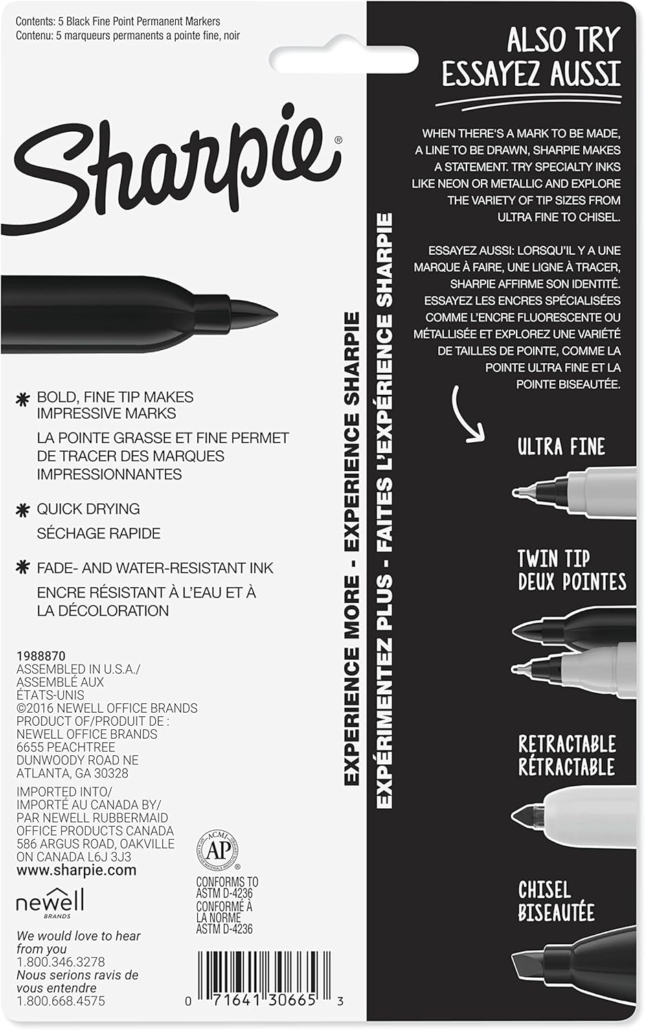 Sharpie Fine Tip Permanent Markers - Black (5 Pack)
