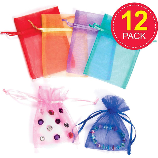 Mini Coloured Organza Bags (Pack of 12)