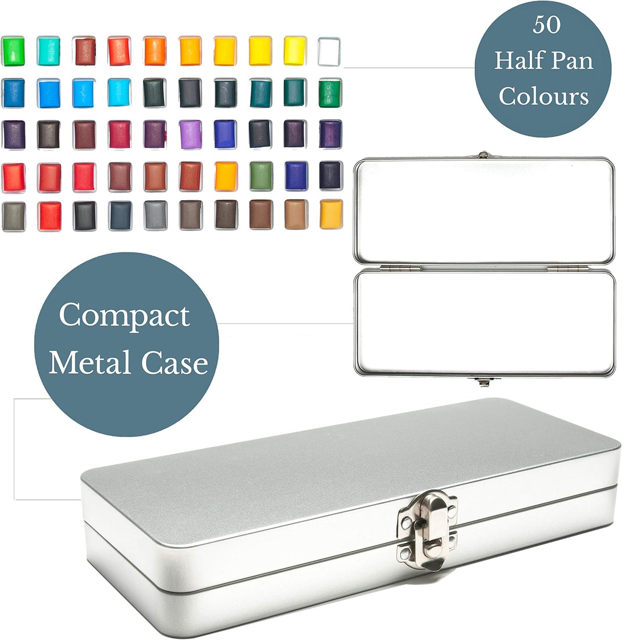 Elements Half Pan Watercolour Set - 50 Colour Half Pans