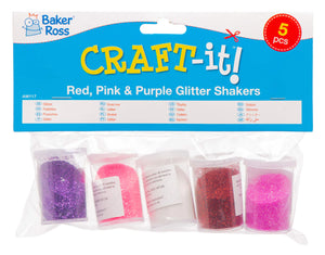 Baker Ross Red, Pinks & Purple Glitter Shakers (Pack of 5)