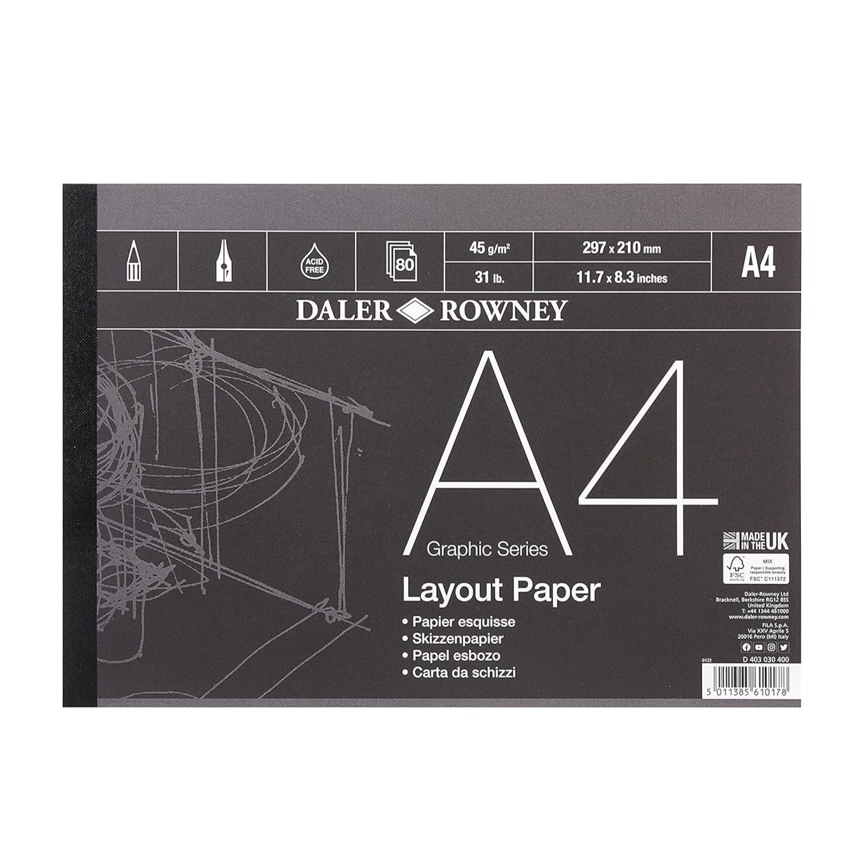 Daler-Rowney Graphic Series A4 Layout Paper Pad 80 Sheets