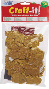 Reindeer Glitter Stickers (Pack of 100)