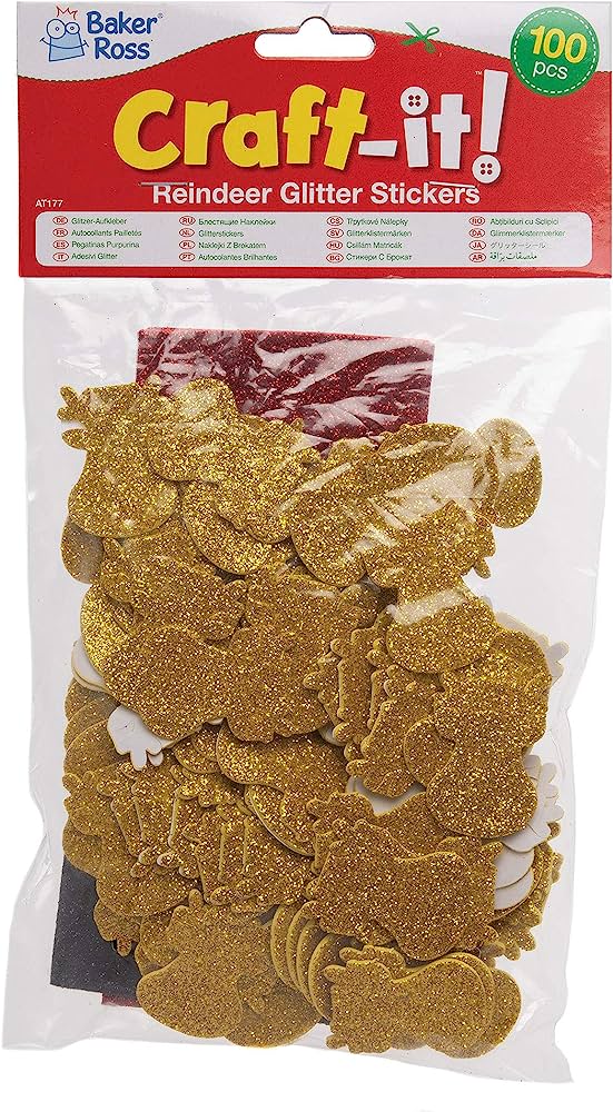 Reindeer Glitter Stickers (Pack of 100)