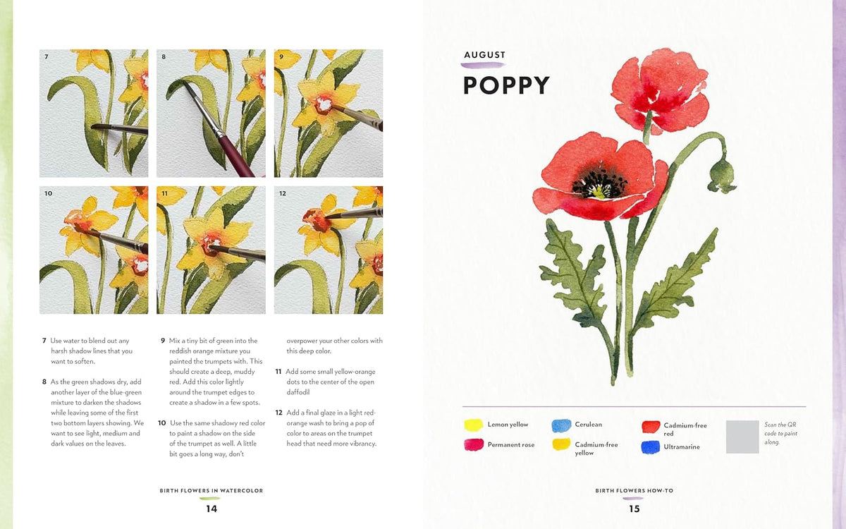 Birth Flowers In Watercolor Book