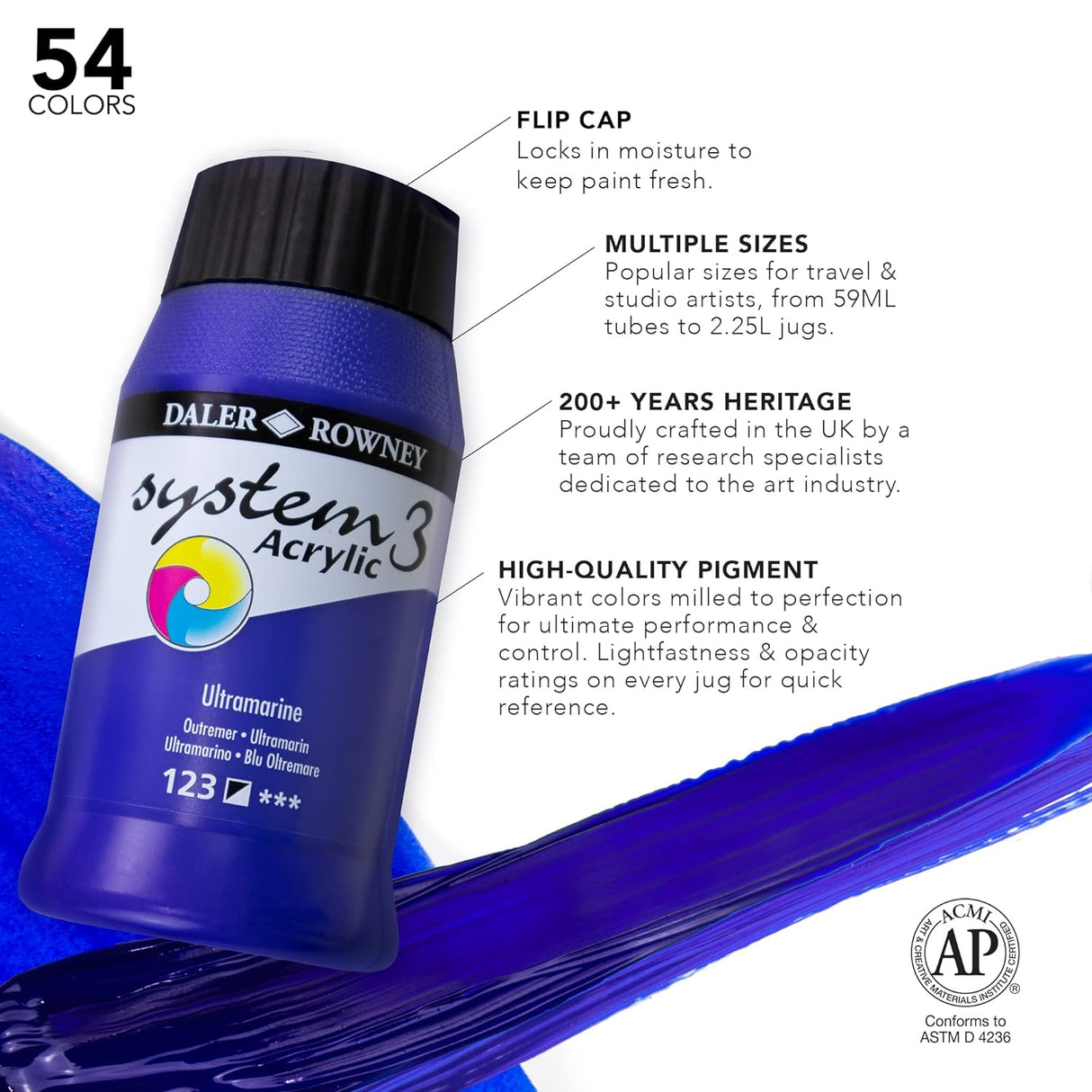 Daler-Rowney System3 Acrylic Paint Cadmium Yellow Deep Hue