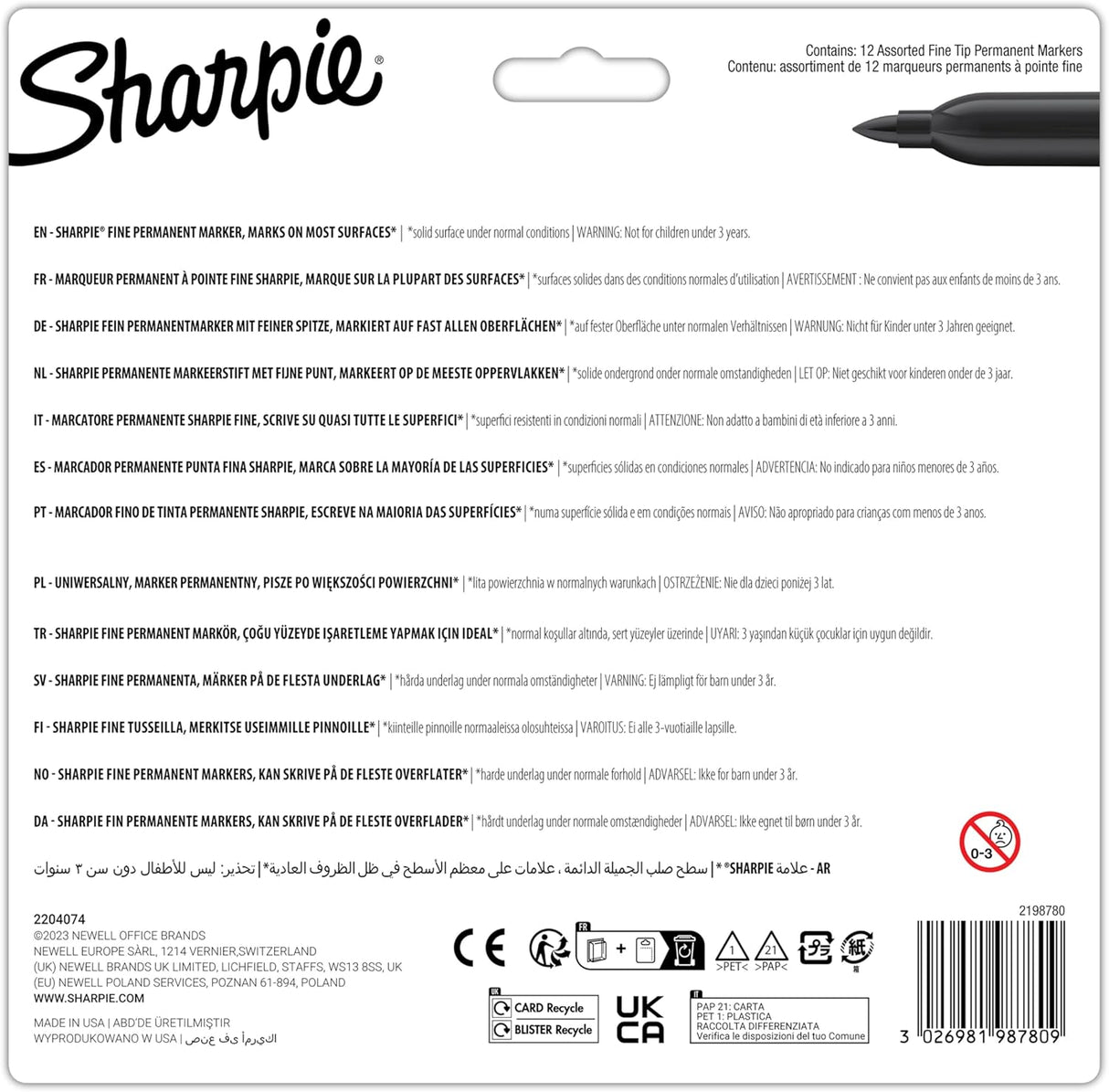 Sharpie Permanent Markers Fine -  Glam Pop (24 Pack)