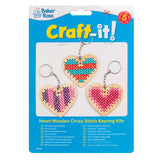 Heart Wooden Cross Stitch Keyring Kits (Pack of 5)