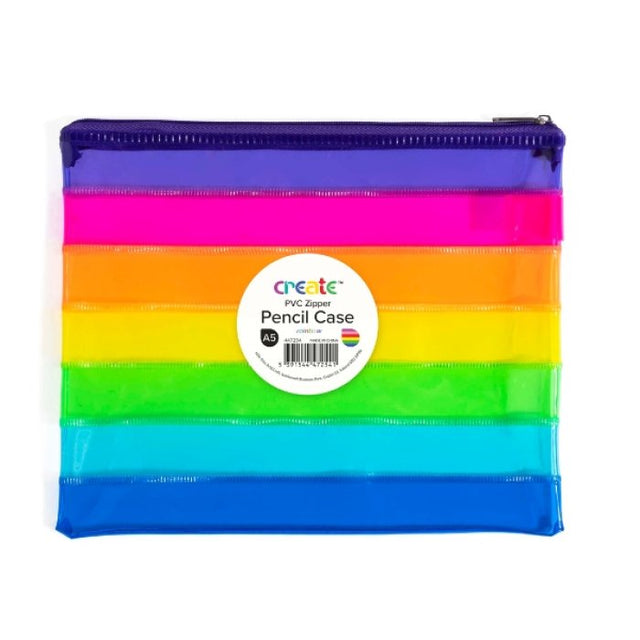 Create PVC Rainbow Zipper Pencil Case A5
