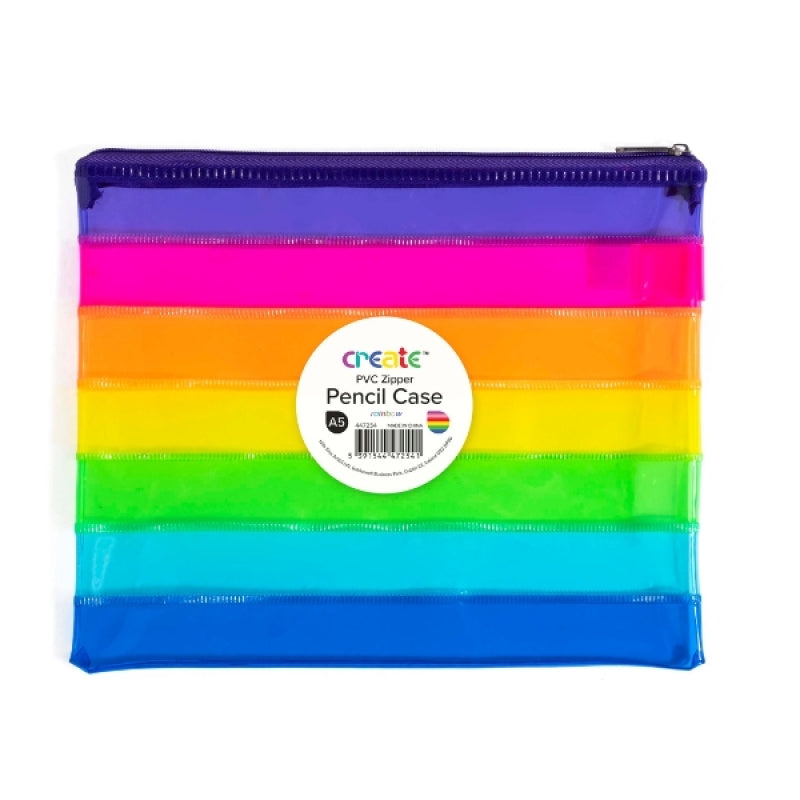 Create PVC Rainbow Zipper Pencil Case A5