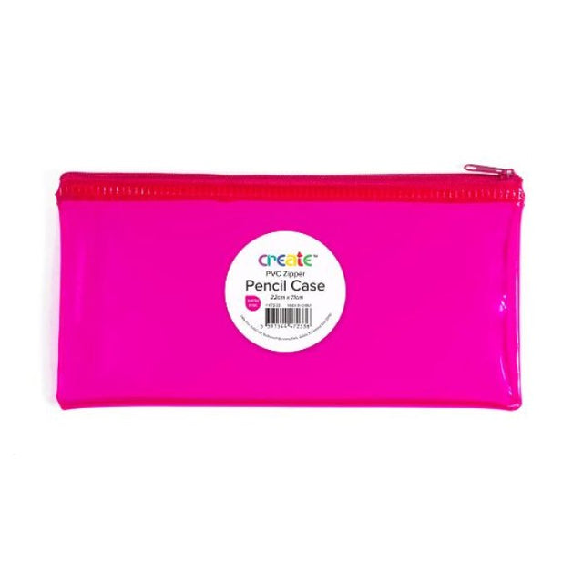 Create PVC Zipper Pencil Case - Neon  Pink