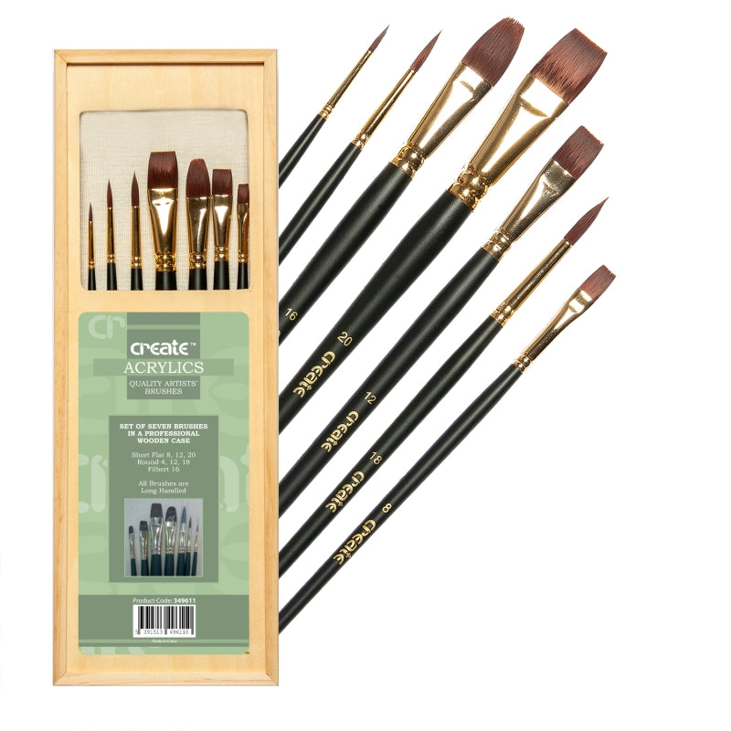 Create Acrylics Brush Wooden Set