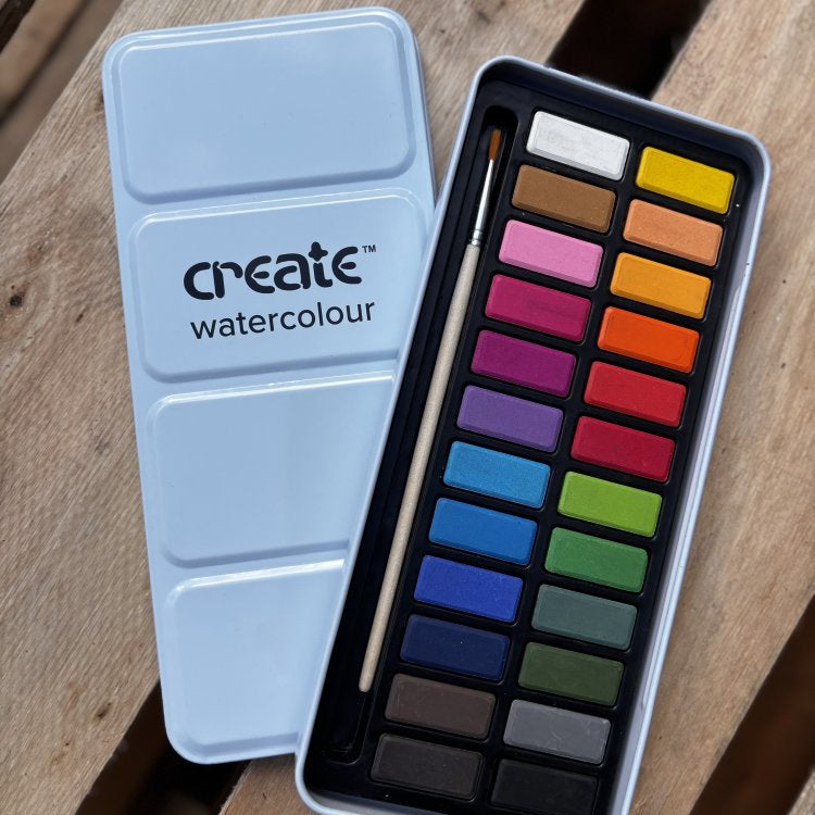 Create Watercolour Paint Set - 24 Tin