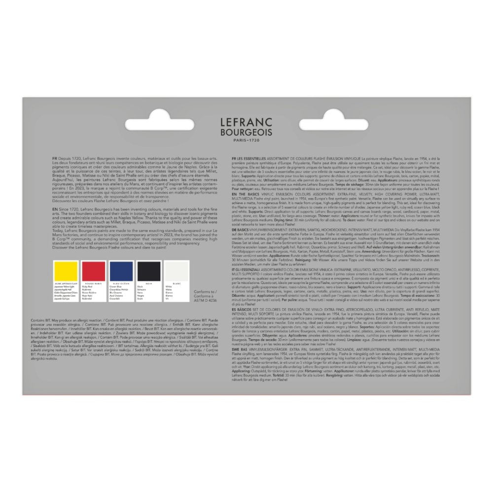 Lefranc Bourgeois Flashe The Basics Vinylic Emulsion - Primary Set (5x80ml)
