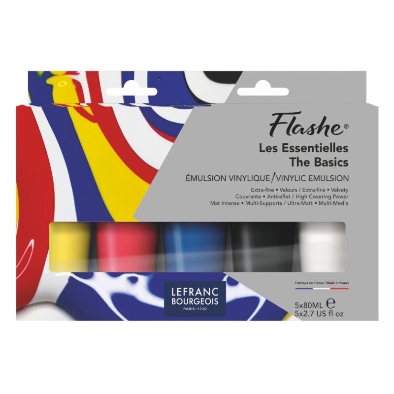 Lefranc Bourgeois Flashe The Basics Vinylic Emulsion - Primary Set (5x80ml)