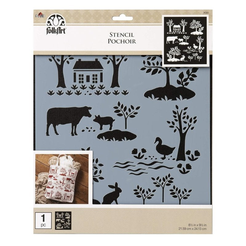 FolkArt Stencil 8.5x9.5 - Modern Toile