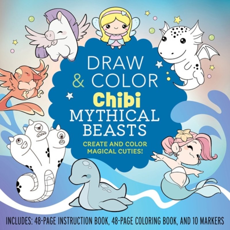 Draw & Colour Chibi Mythical Beasts Kit